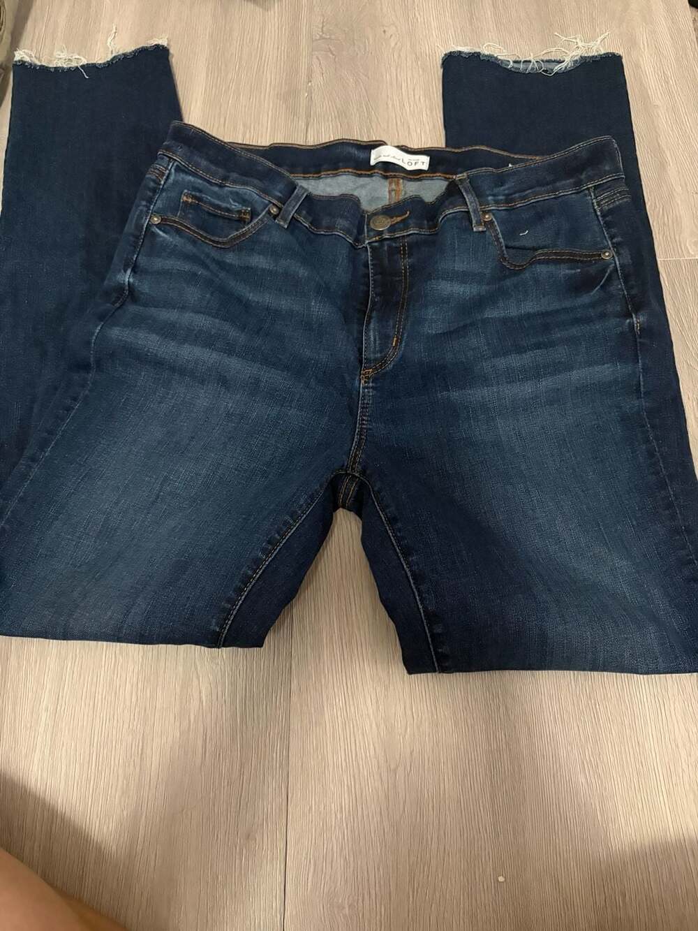 Ann Taylor LOFT Modern Straight Dark Wash Jeans Size 14 32